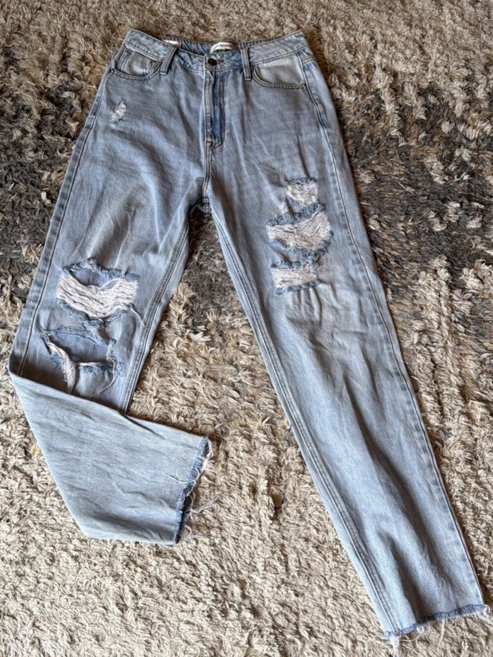 VIGOSS Billie 90s Ripped High Rise Waist Light Wash Blue Jeans Women’s 27